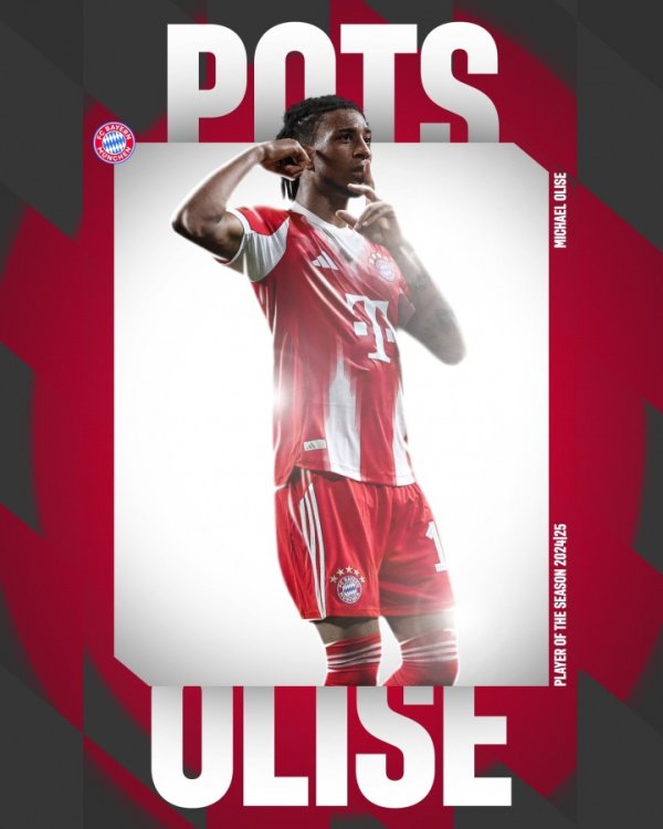 55 games, 20 goals and 20 assists! Bayern official: Olisse was elected the best season in the team with 45% votes