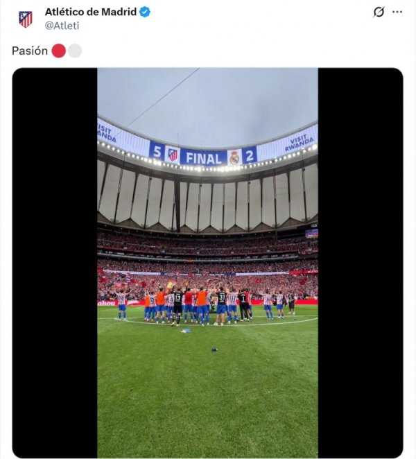 The whole audience was in full bloom! Atletico Madrid official releases video of the team celebrating after beating Real Madrid 5-2